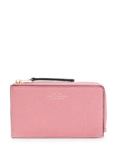 Shop Smythson Panama Zipped Wallet In Pink