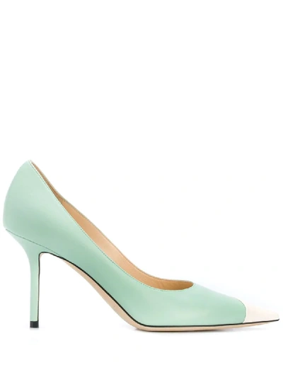 Shop Jimmy Choo Love 85mm Asymmetric Pumps In Green