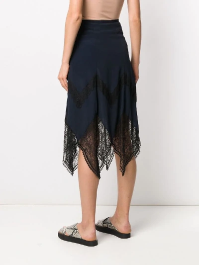 Shop See By Chloé Crepe And Lace Skirt In Blue