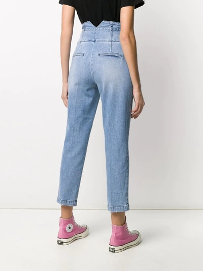 Shop Pinko High-rise Cropped Jeans In Blue