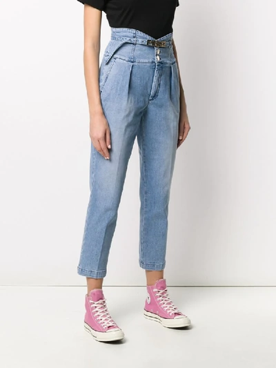 Shop Pinko High-rise Cropped Jeans In Blue