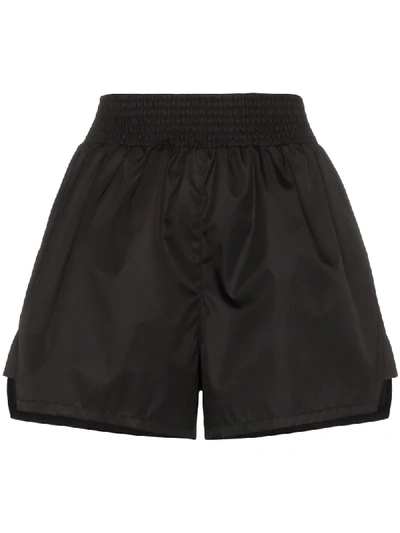 Shop Prada Smocked Shell Shorts In F0002 Nero