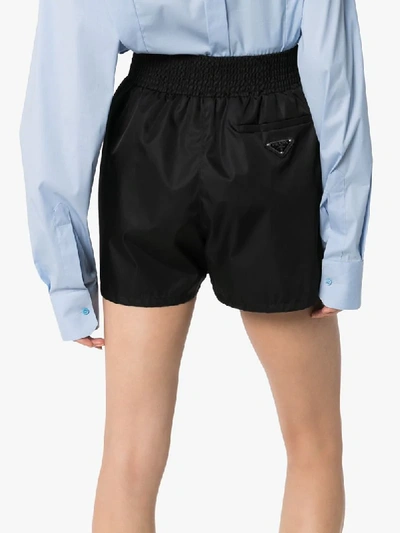 Shop Prada Smocked Shell Shorts In F0002 Nero