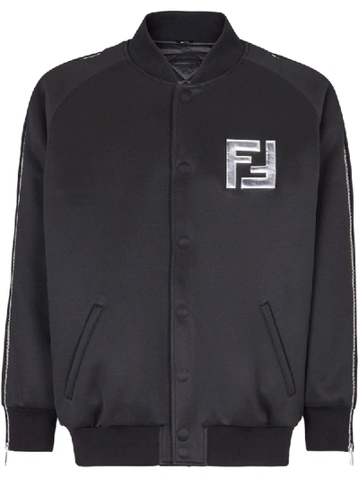 Shop Fendi Prints On Bomber Jacket In Black