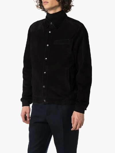 Shop Ajmone Suede Buttoned Shirt Jacket In Black