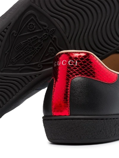 Shop Gucci New Ace Embroidered Sneakers In Black