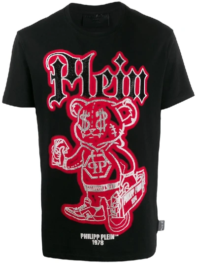 Shop Philipp Plein Embellished Teddy Bear T-shirt In Black