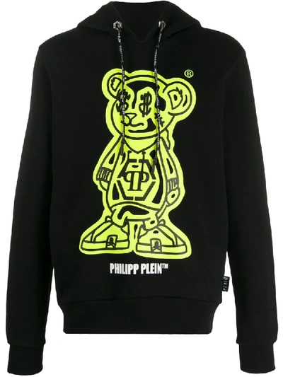 Shop Philipp Plein Teddy Bear Print Hoodie In Black