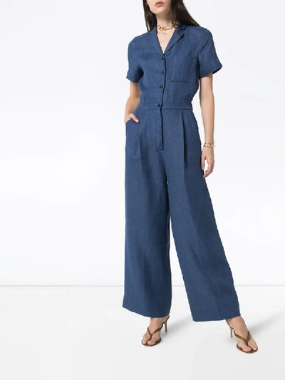 Shop Lvir Wide-leg Tailored Jumpsuit In Blue