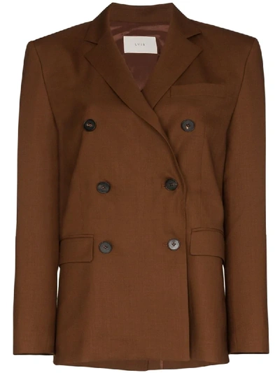 Shop Lvir Double-breasted Blazer Jacket In Brown