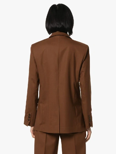 Shop Lvir Double-breasted Blazer Jacket In Brown