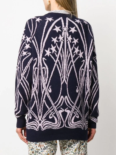 Shop Liberty London Kiki Star Intarsia Cardigan In Blue