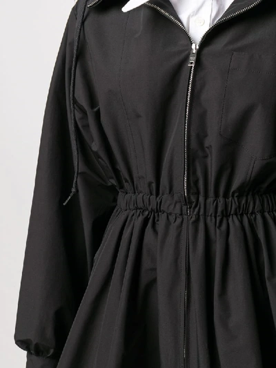 Shop Prada Flared Hooded Coat In Black