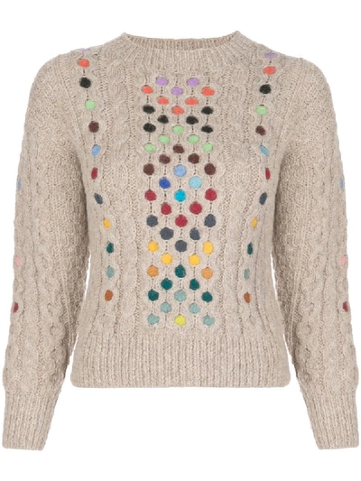 Shop Rosie Assoulin Contrasting Cable-knit Jumper In Neutrals