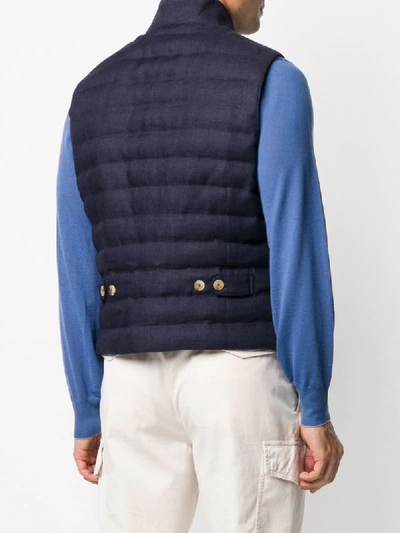 Shop Brunello Cucinelli Feather Down Gilet In Blue