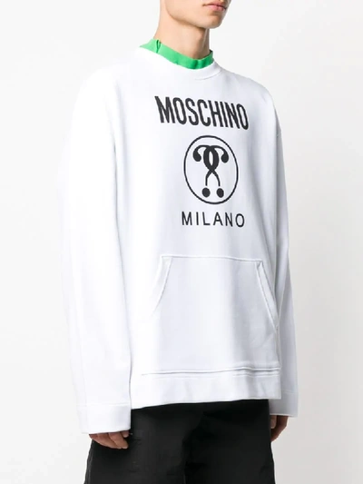 Shop Moschino Double Question Marks Sweatshirt In White