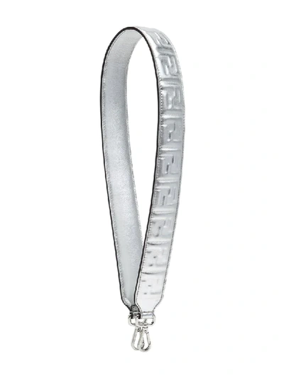 Shop Fendi Prints On Regular Bag Strap In Silver