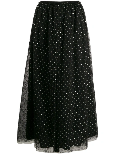 Shop Red Valentino Polka-dot Tulle Skirt In Black