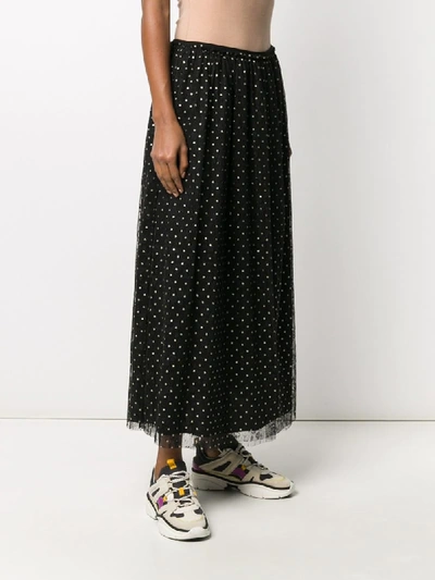 Shop Red Valentino Polka-dot Tulle Skirt In Black