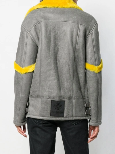 Shop Mr & Mrs Italy Fur-trimmed Jacket In Grey