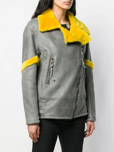 Shop Mr & Mrs Italy Fur-trimmed Jacket In Grey