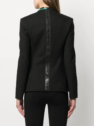 Shop Karl Lagerfeld Logo Tape Punto Blazer In Black