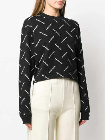 Shop Calvin Klein Jeans Est.1978 Cropped Logo Print Sweatshirt In Black
