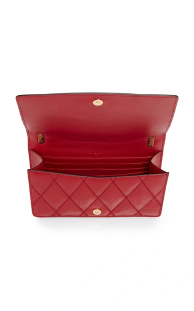 Shop Givenchy Gv3 Quilted-leather Clutch  In Red