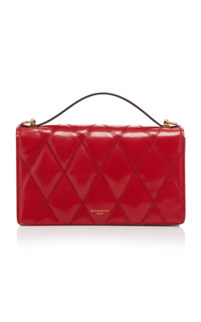 Shop Givenchy Gv3 Quilted-leather Clutch  In Red
