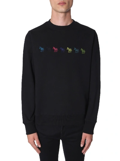 Shop Ps By Paul Smith Sweatshirt With Embroidered Zebra In Black