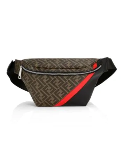 Shop Fendi Ff Leather Belt Bag In Brown Red