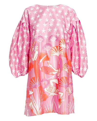 Shop Stine Goya Francis Printed Puff Sleeve Dress In Pink