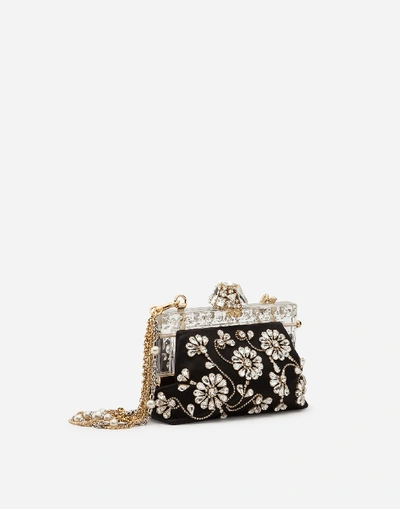 Shop Dolce & Gabbana Small Satin Vanda Bag With Embroidery In Black