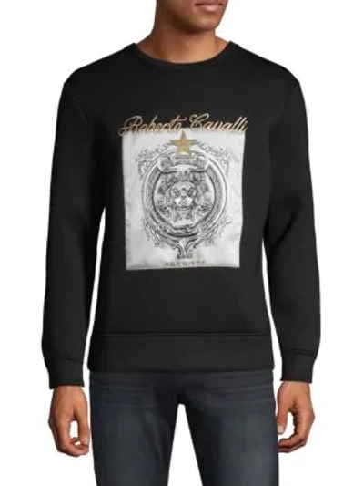 Shop Roberto Cavalli Sport Embroidered Logo Sweatshirt In Black