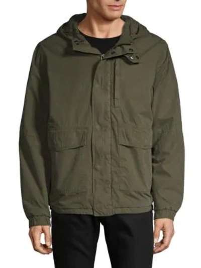 Shop French Connection Hooded Cotton Jacket In Smoke Green