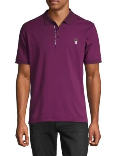 Shop Robert Graham Lucifer Classic-fit Skull-embroidered Polo In Dark Raspberry