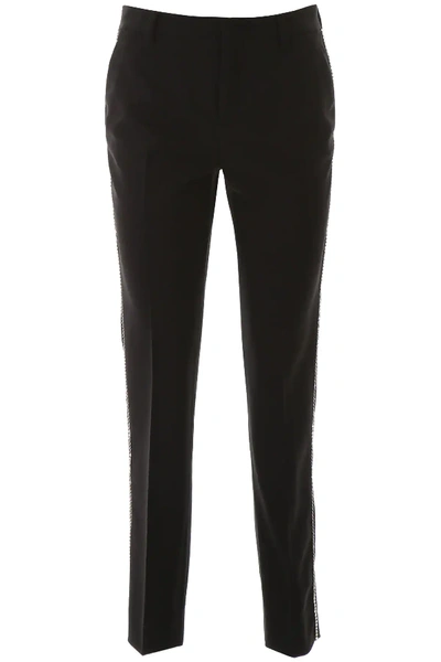 Shop Miu Miu Crystal-embellished Trousers In Black
