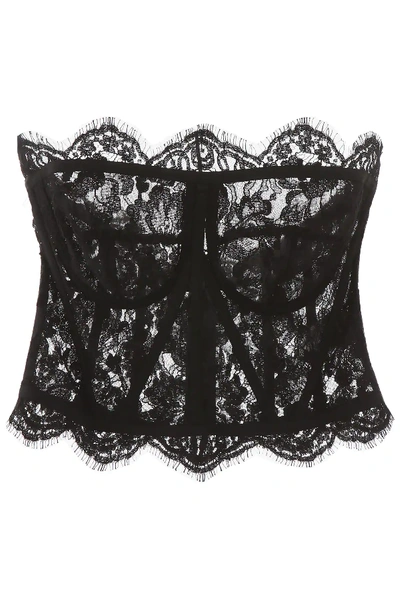 Shop Dolce & Gabbana Lace Bustier Top In Black