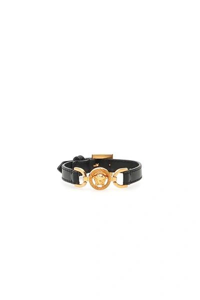Shop Versace Oro Tribute Bracelet In Black,gold