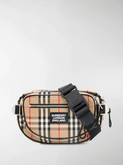 Shop Burberry Medium Vintage Check Cannon Belt Bag In Neutrals