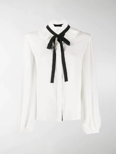 Shop Chloé Tie-neck Silk Blouse In White