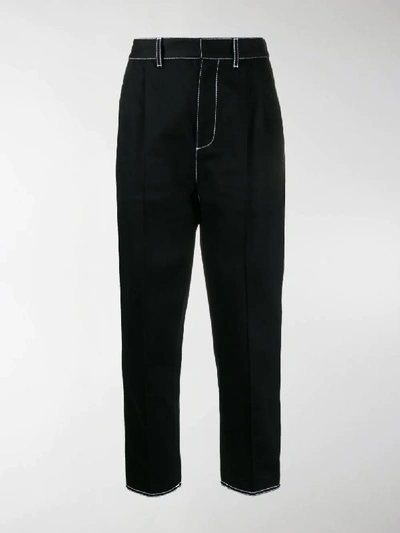 Shop Alexander Mcqueen Buckled Detail Straight Trousers In Black