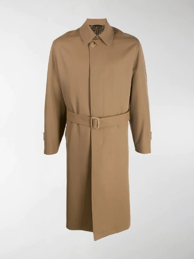 Shop Fendi Belted Trench Coat In Neutrals