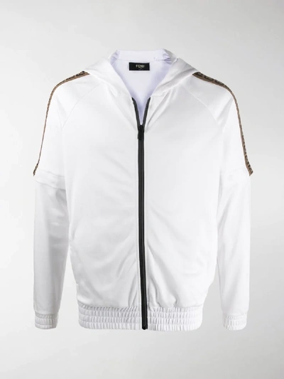 Shop Fendi Ff Stripe Zipped Jacket In White