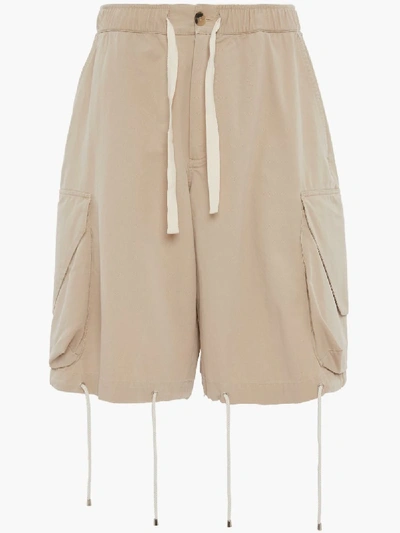 Shop Jw Anderson Oversized Drawstring Cargo Shorts In Neutrals
