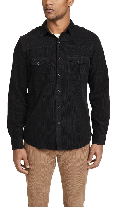 Shop Frame Long Sleeve Corduroy Western Shirt In Noir