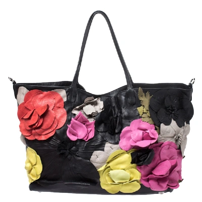 Pre-owned Valentino Garavani Multicolor Leather Flower Applique Tote