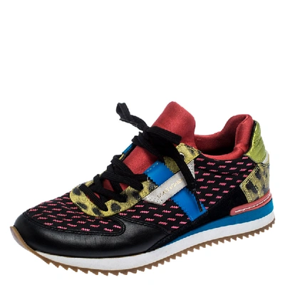 Pre-owned Dolce & Gabbana Multicolor Leather And Mesh Mix And Match Sneakers Size 37