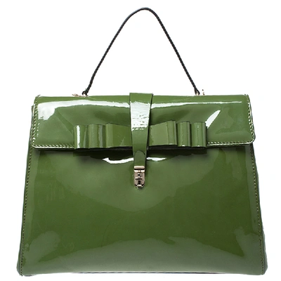 Pre-owned Valentino Garavani Green Patent Leather Top Handle Bag