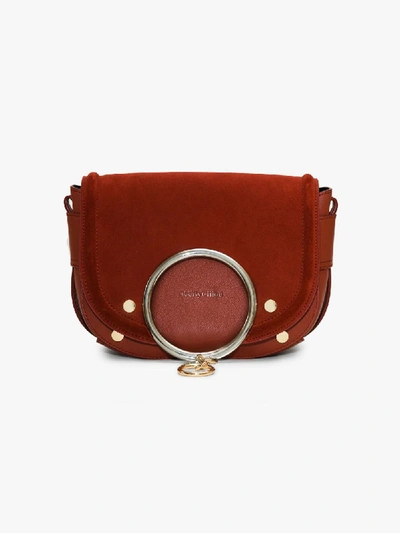 Shop Chloé Red Suede And Leather Cross Body Ring Bag